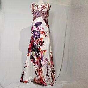 Cinderella Divine Maxi Length Floral and Sequin Gown Sz 4